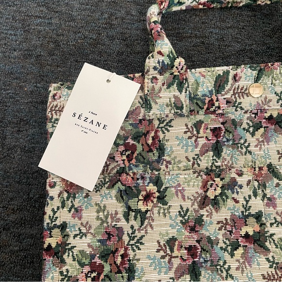 New Sezane Le Sept tote bag in jacquard fleurs - Picture 8 of 10